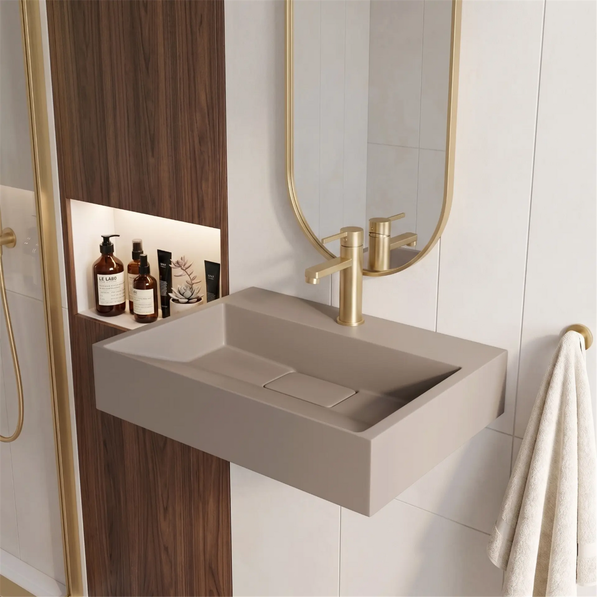 Waschbecken Goya – Beige Matt 50× 37 cm