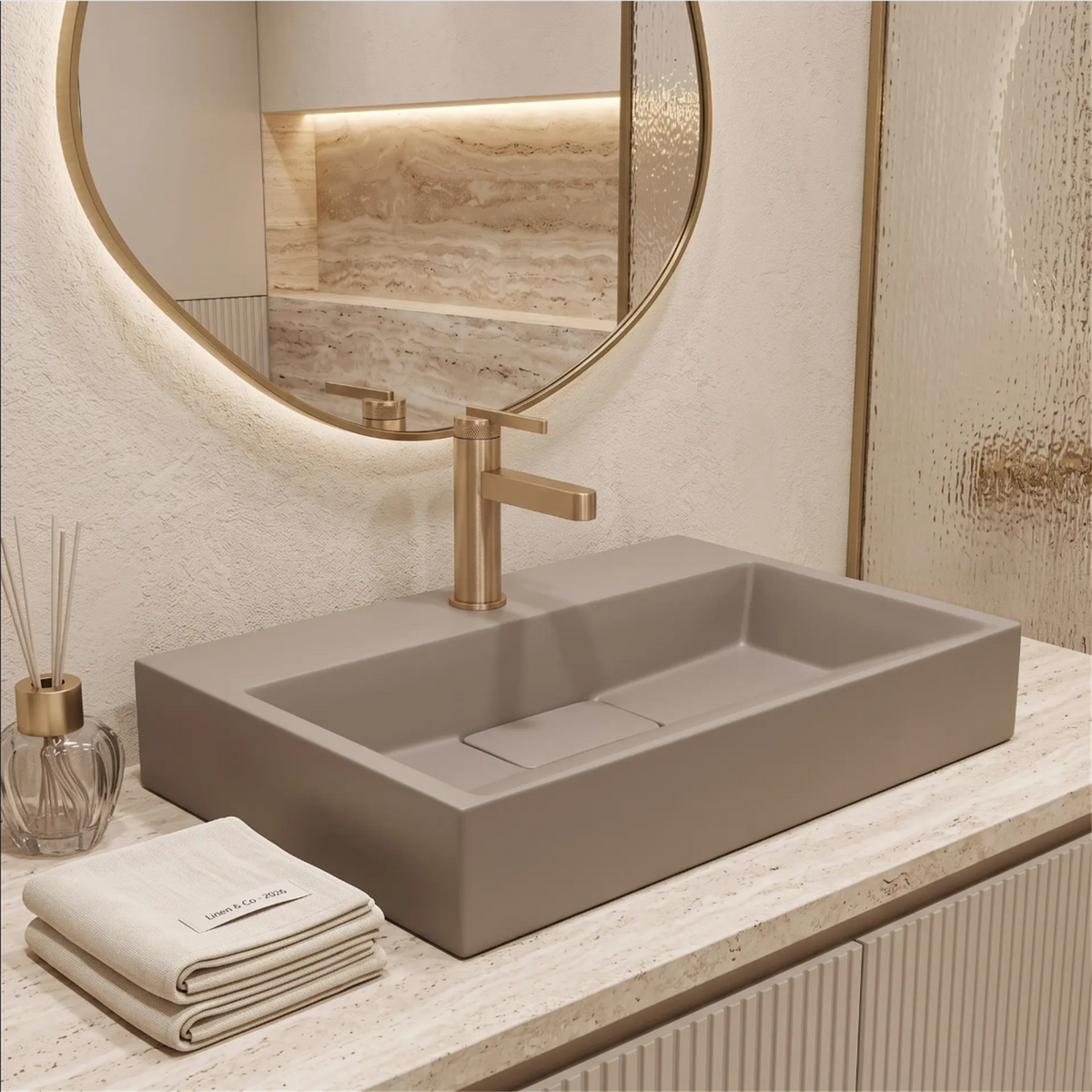 Waschbecken Goya – Beige Matt 60 × 37 cm