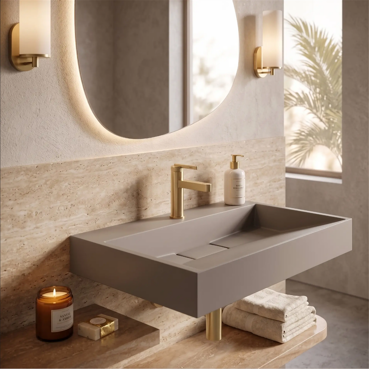 Waschbecken Goya – Beige Matt 70 × 46 cm