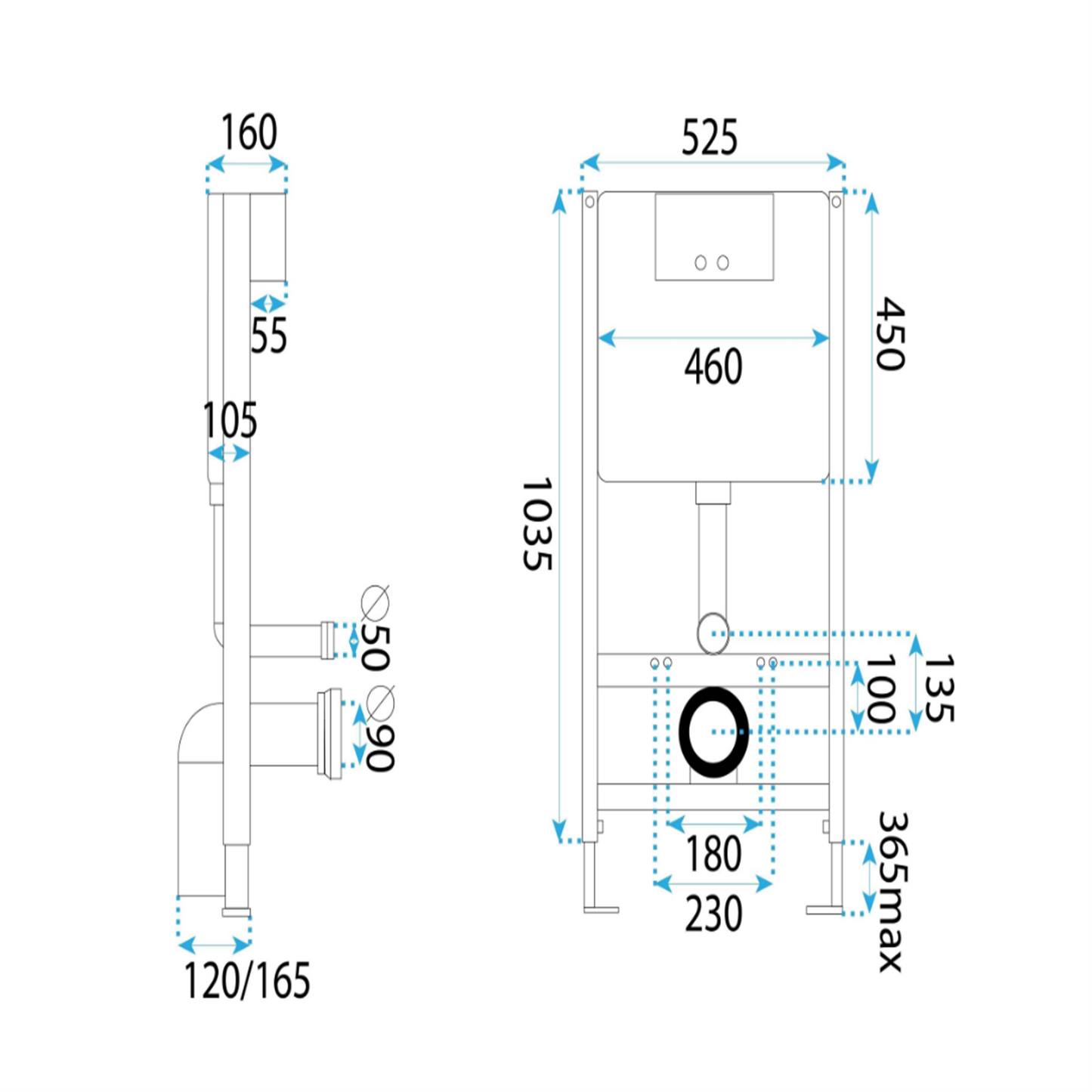 Vorwandelement K011A-Q Satin mit Betätigungsplatte Typ J
