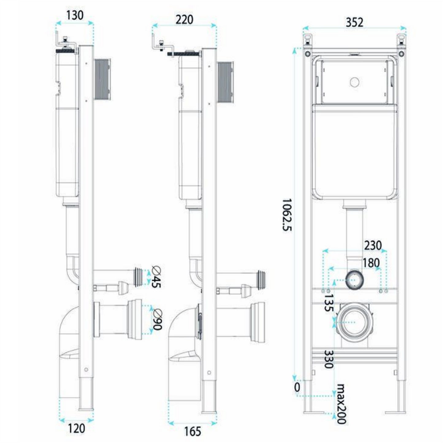 Unterputz-WC-Gestell Set Slim 024N – Chrom HD Drückerplatte