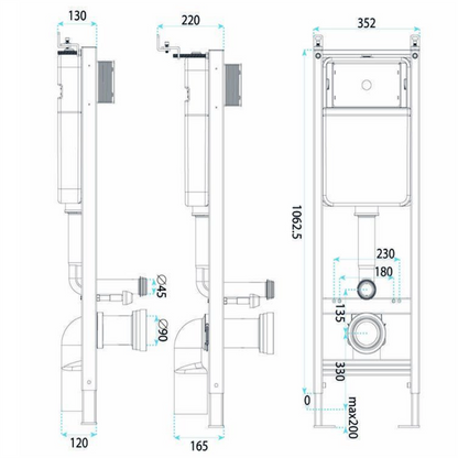 Unterputz-WC-Gestell Set Slim 024N – Chrom HD Drückerplatte