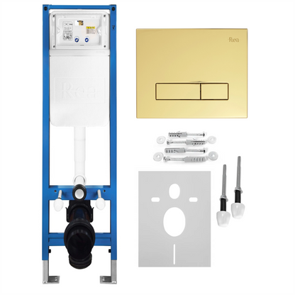 Unterputz-WC-Gestell Set Slim 024N – Gold HD Drückerplatte