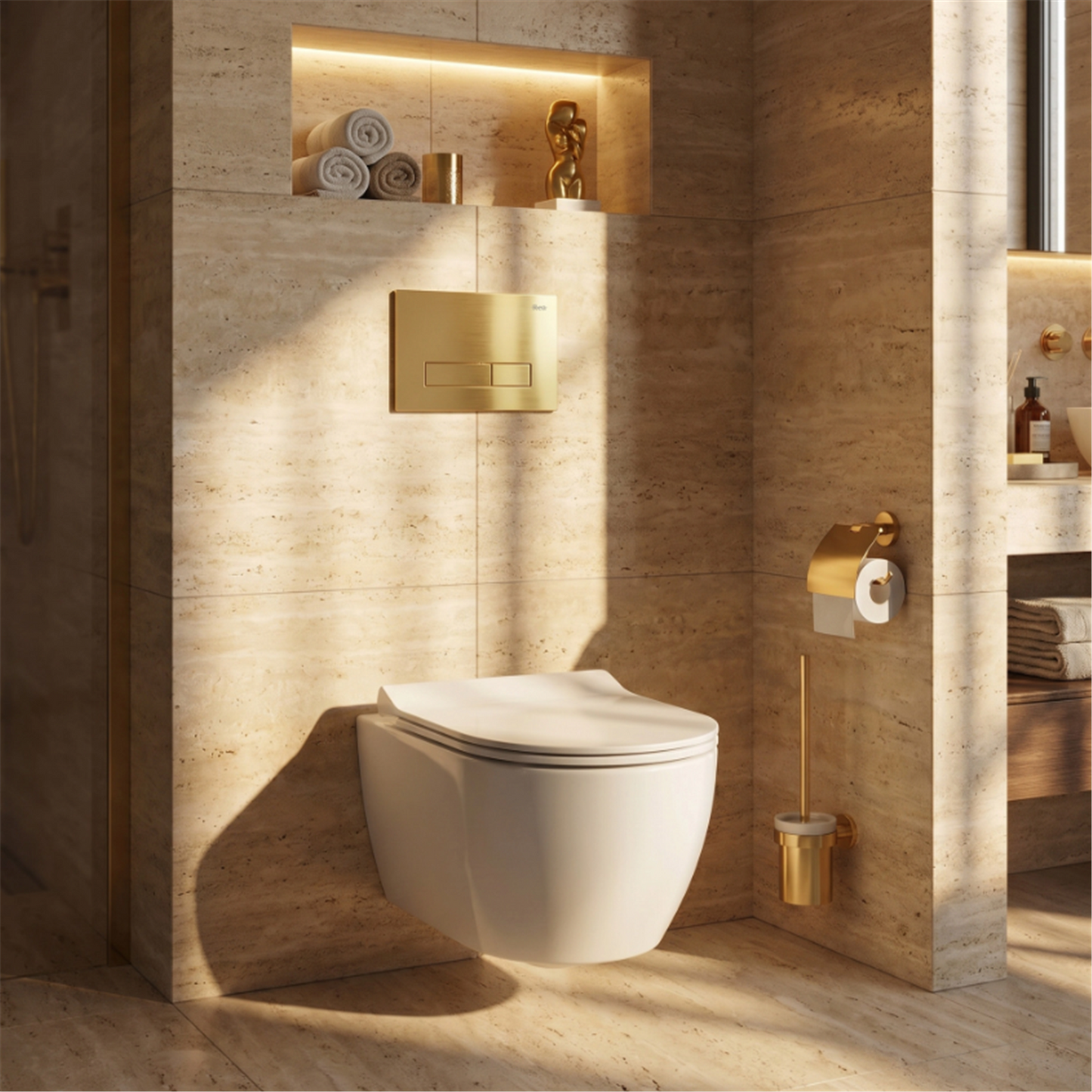 Unterputz-WC-Gestell Set Slim 024N – Gold HD Drückerplatte