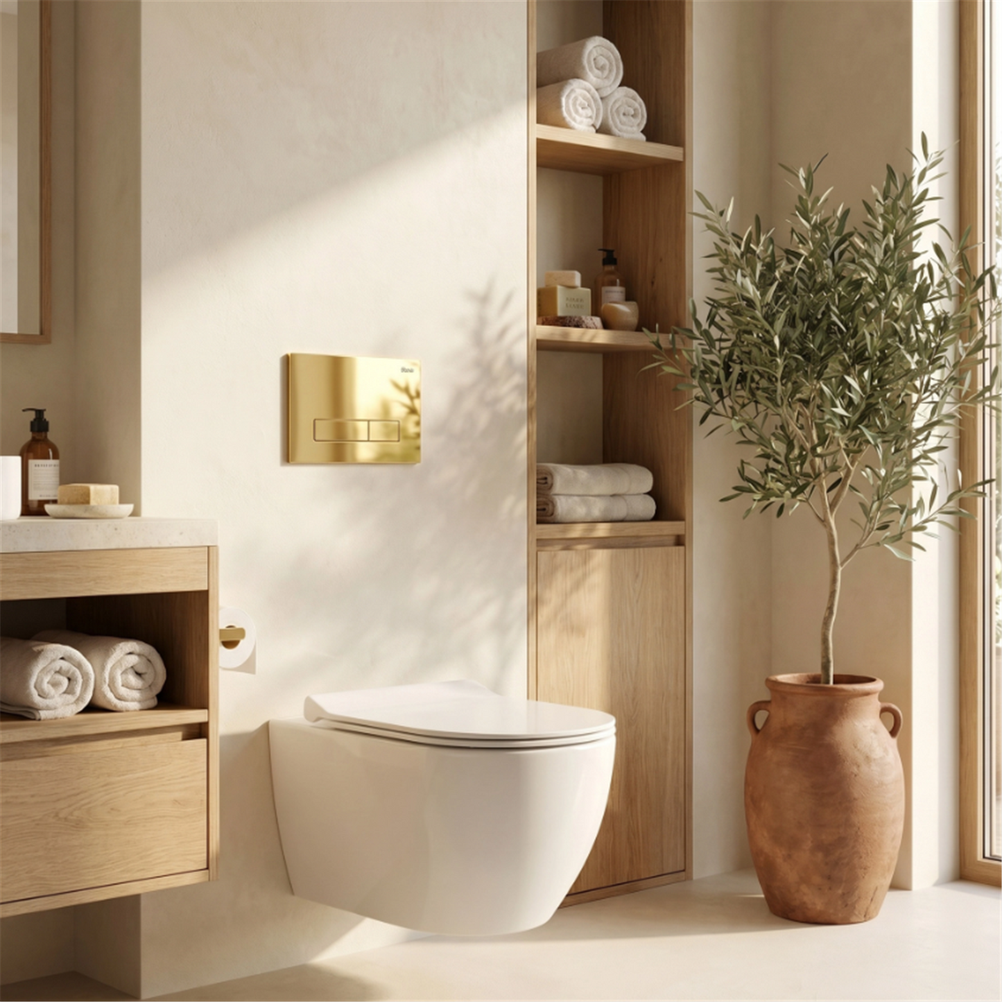 Unterputz-WC-Gestell Set Slim 024N – Gold HD Drückerplatte