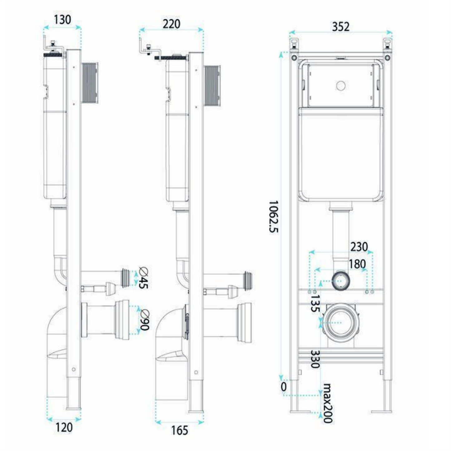 Unterputz-WC-Gestell Set Slim 024N – Titan HD Drückerplatte