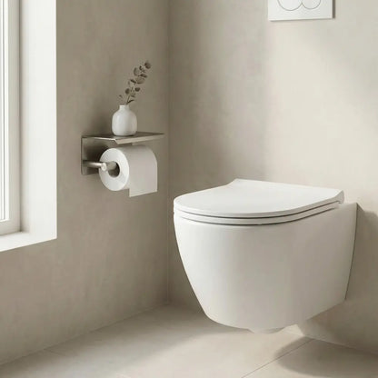 Toilettenpapierhalter mit Ablage 6613 Modern Chrom Matt