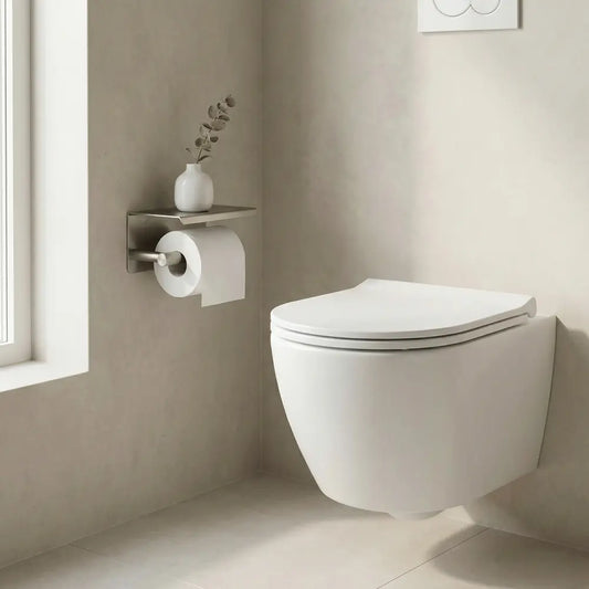 Toilettenpapierhalter mit Ablage 6613 Modern Chrom Matt
