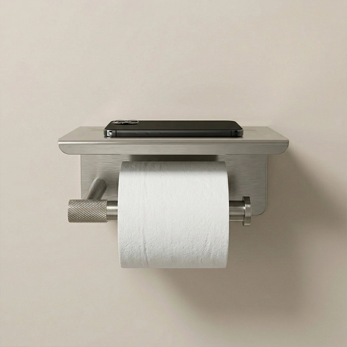 Toilettenpapierhalter mit Ablage 6613 Modern Chrom Matt
