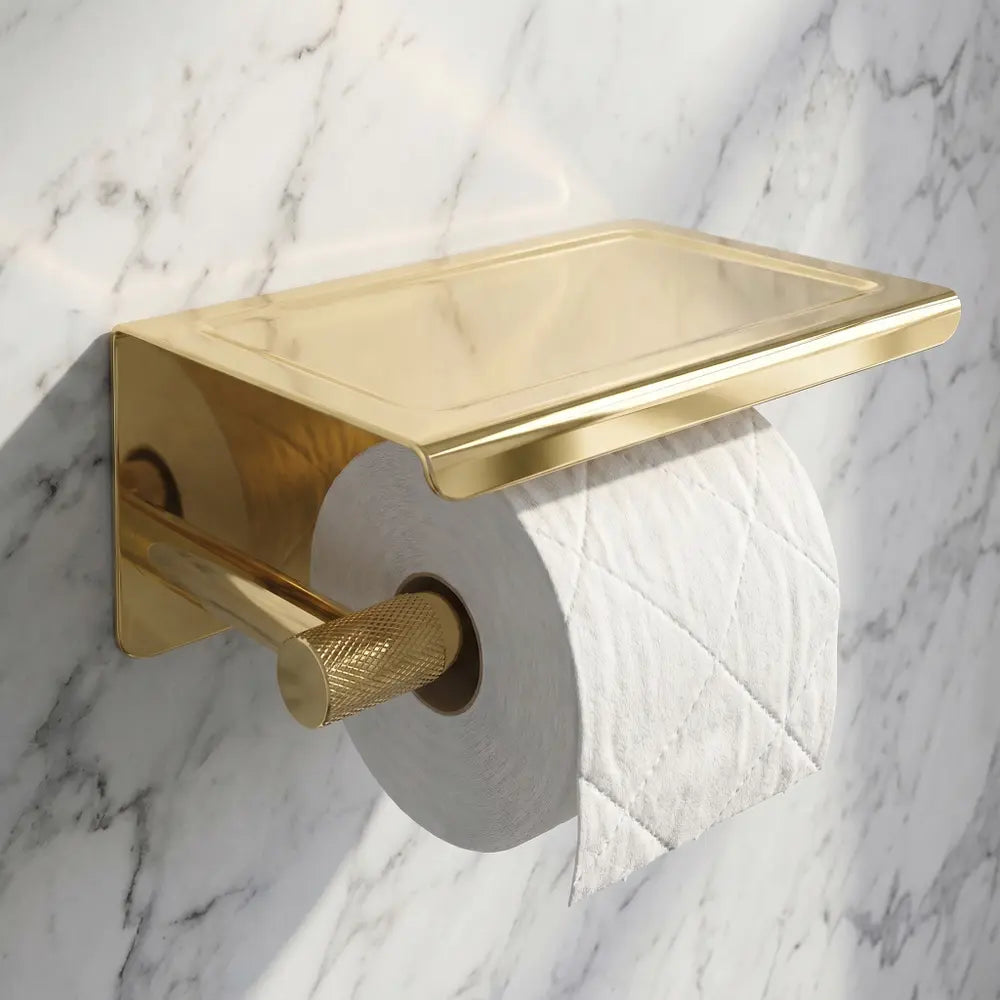 Toilettenpapierhalter mit Ablage 6613 Modern Gold