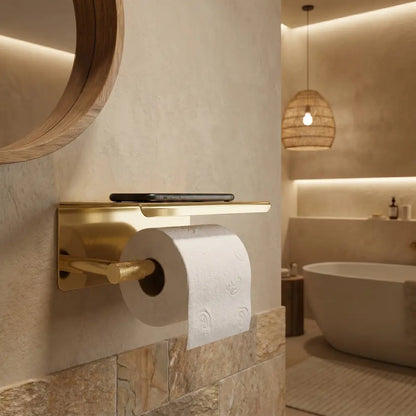 Toilettenpapierhalter mit Ablage 6613 Modern Gold