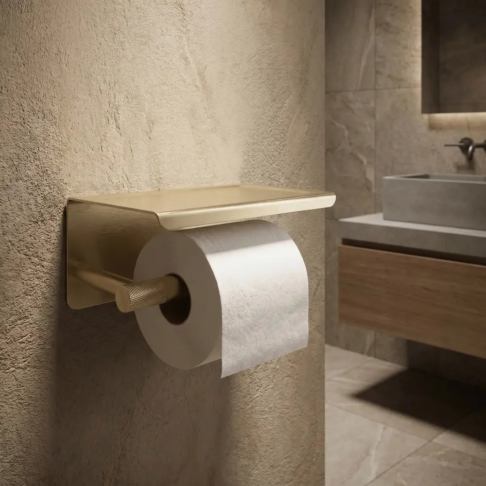 Toilettenpapierhalter mit Ablage 6613 Modern Gold Matt