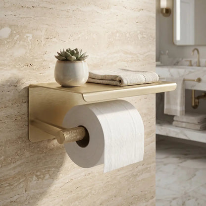Toilettenpapierhalter mit Ablage 6613 Modern Gold Matt
