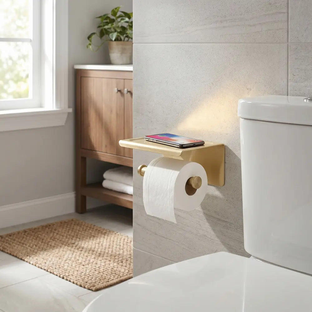 Toilettenpapierhalter mit Ablage 6613 Modern Gold Matt