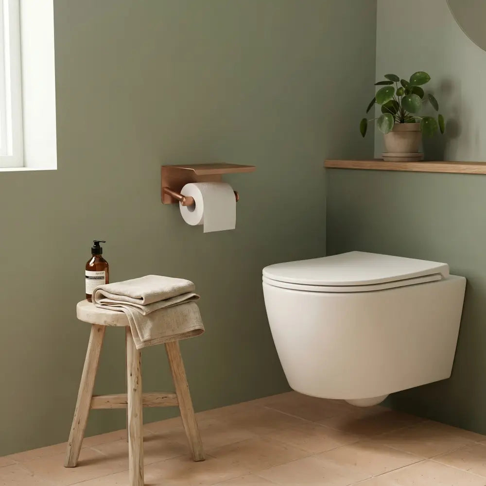 Toilettenpapierhalter mit Ablage 6613 Modern Kupfer Matt