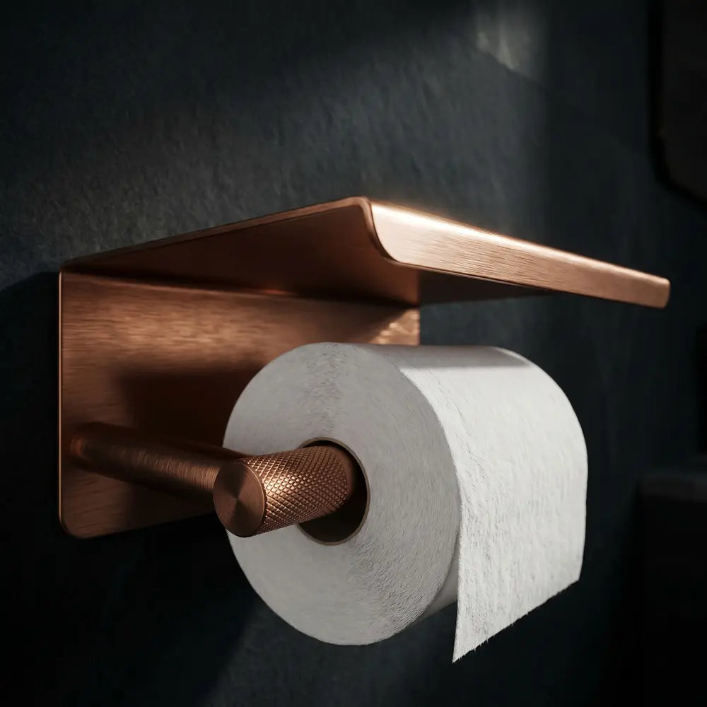 Toilettenpapierhalter mit Ablage 6613 Modern Kupfer Matt