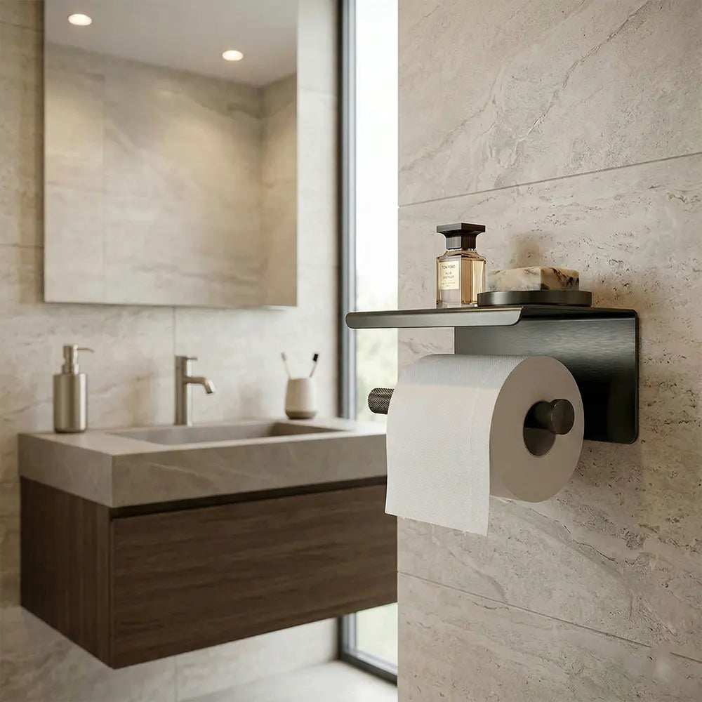 Toilettenpapierhalter mit Ablage 6613 Modern Titan