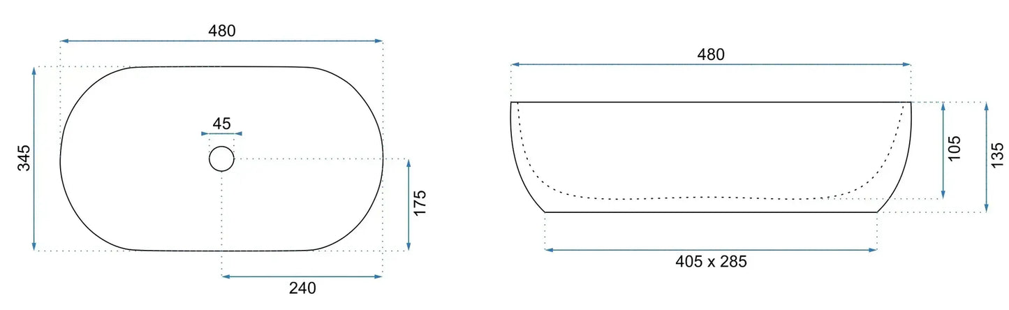Aufsatzwaschbecken Amelia Kallisto 48x34,5cm