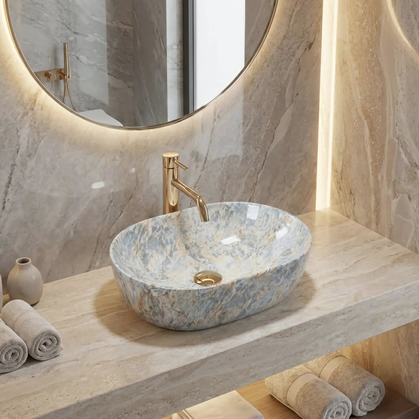Aufsatzwaschbecken Amelia Ruststone 48x34,5cm