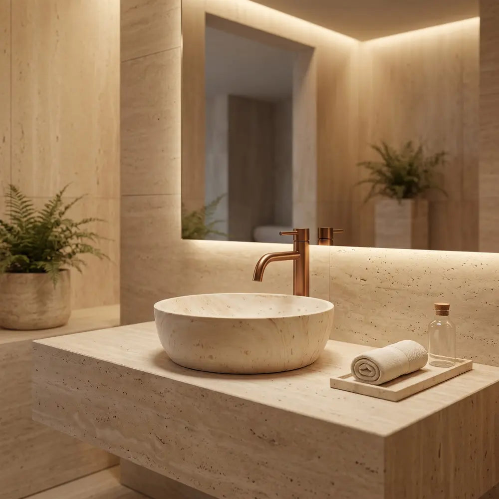 Aufsatzwaschbecken Amelia Travertine 48x34,5cm