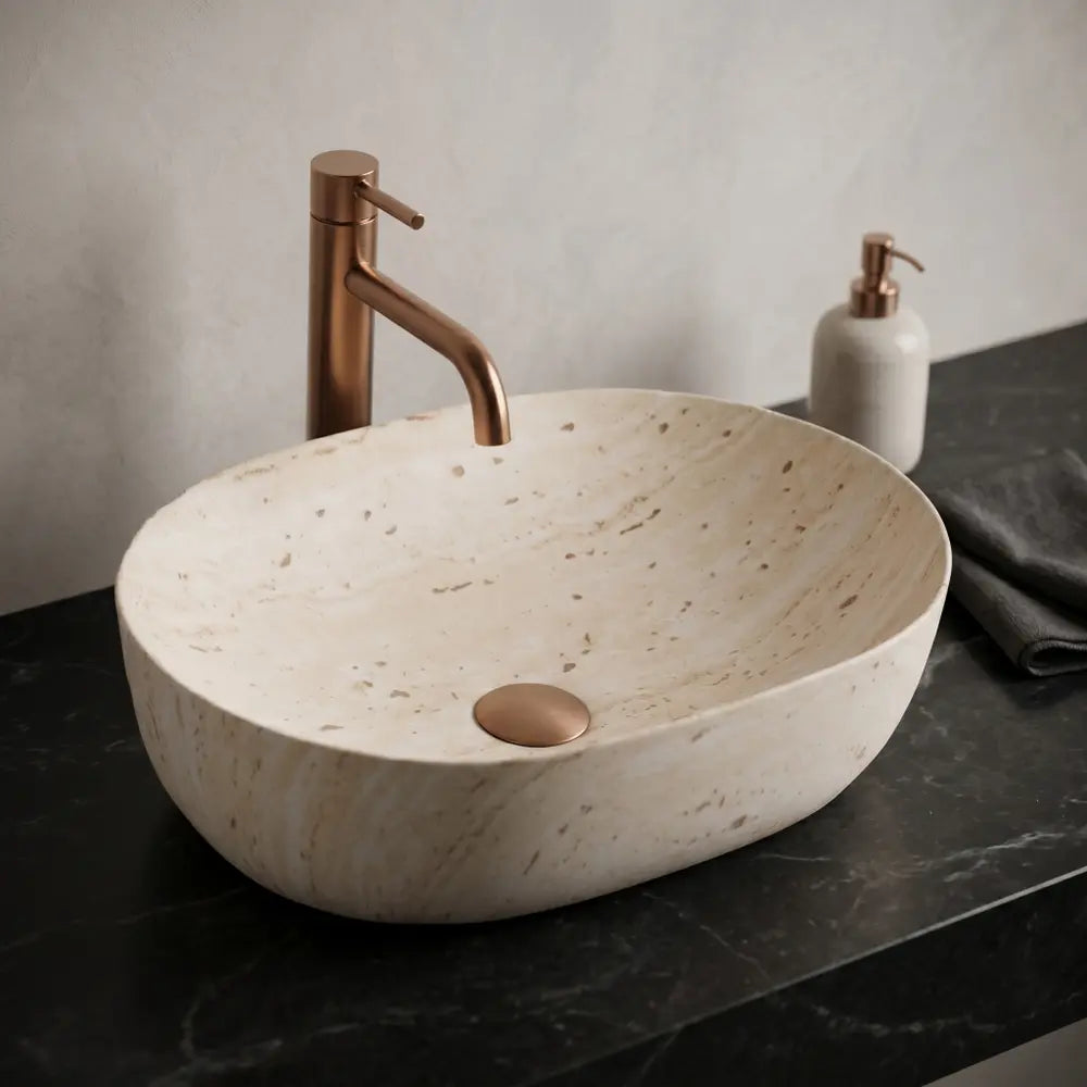 Aufsatzwaschbecken Amelia Travertine 48x34,5cm