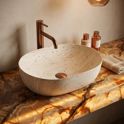 Aufsatzwaschbecken Amelia Travertine 48x34,5cm