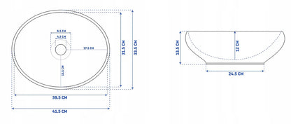 Aufsatzwaschbecken Sofia Gold Weiß 41x34,5cm