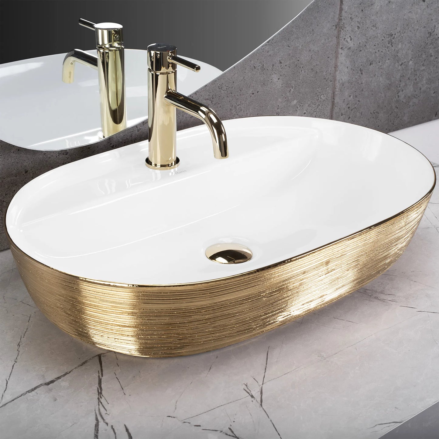 Aufsatzwaschbecken Aura Brushed Gold 60,5x40,5cm