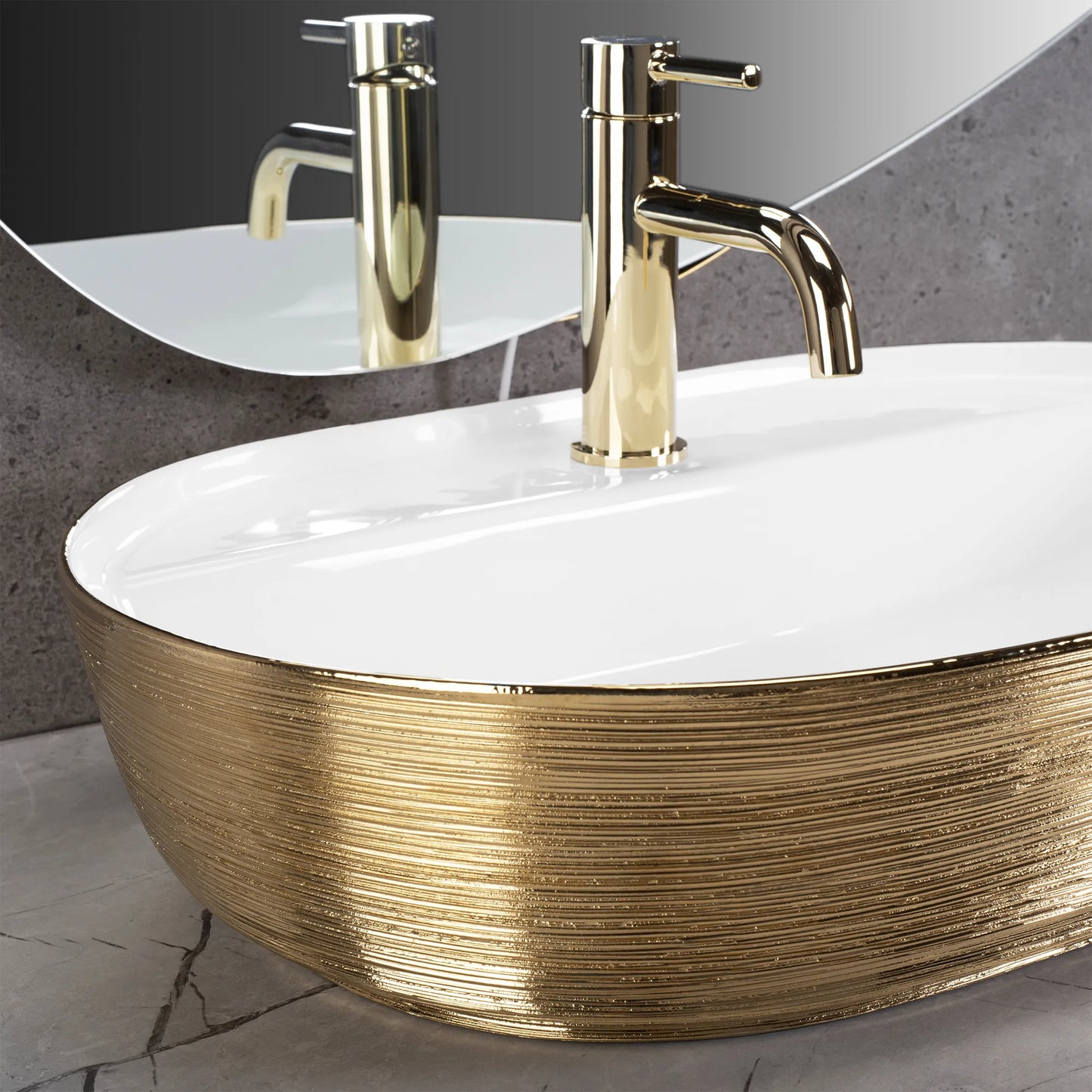 Aufsatzwaschbecken Aura Brushed Gold 60,5x40,5cm