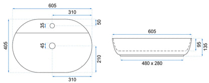 Aufsatzwaschbecken Aura Brushed Gold 60,5x40,5cm