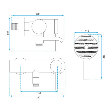 Badewannenarmatur Clif Schwarz Matt