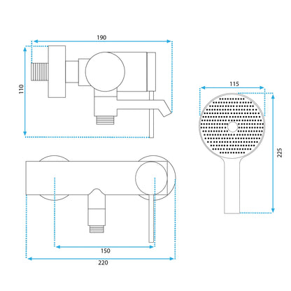 Badewannenarmatur Foss Schwarz Matt