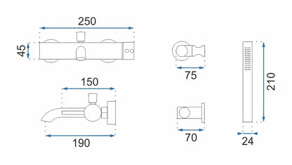 Badewannenarmatur Lungo Black