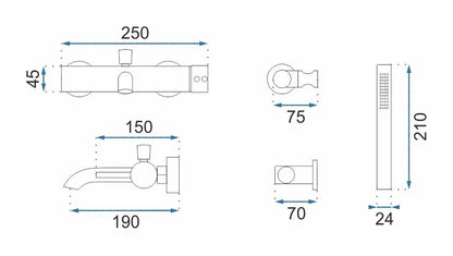 Badewannenarmatur Lungo Black Metallic