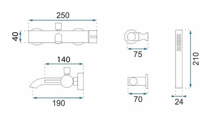 Badewannenarmatur Lungo Grip Gold Matt