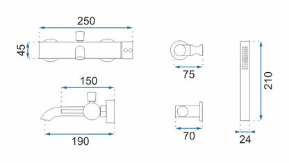 Badewannenarmatur Lungo Rosé Gold