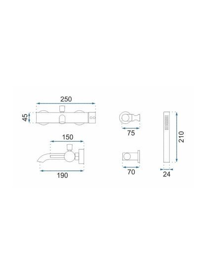 Badewannenarmatur Lungo Titan Matt