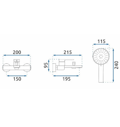 Badewannenarmatur Verso Schwarz Matt