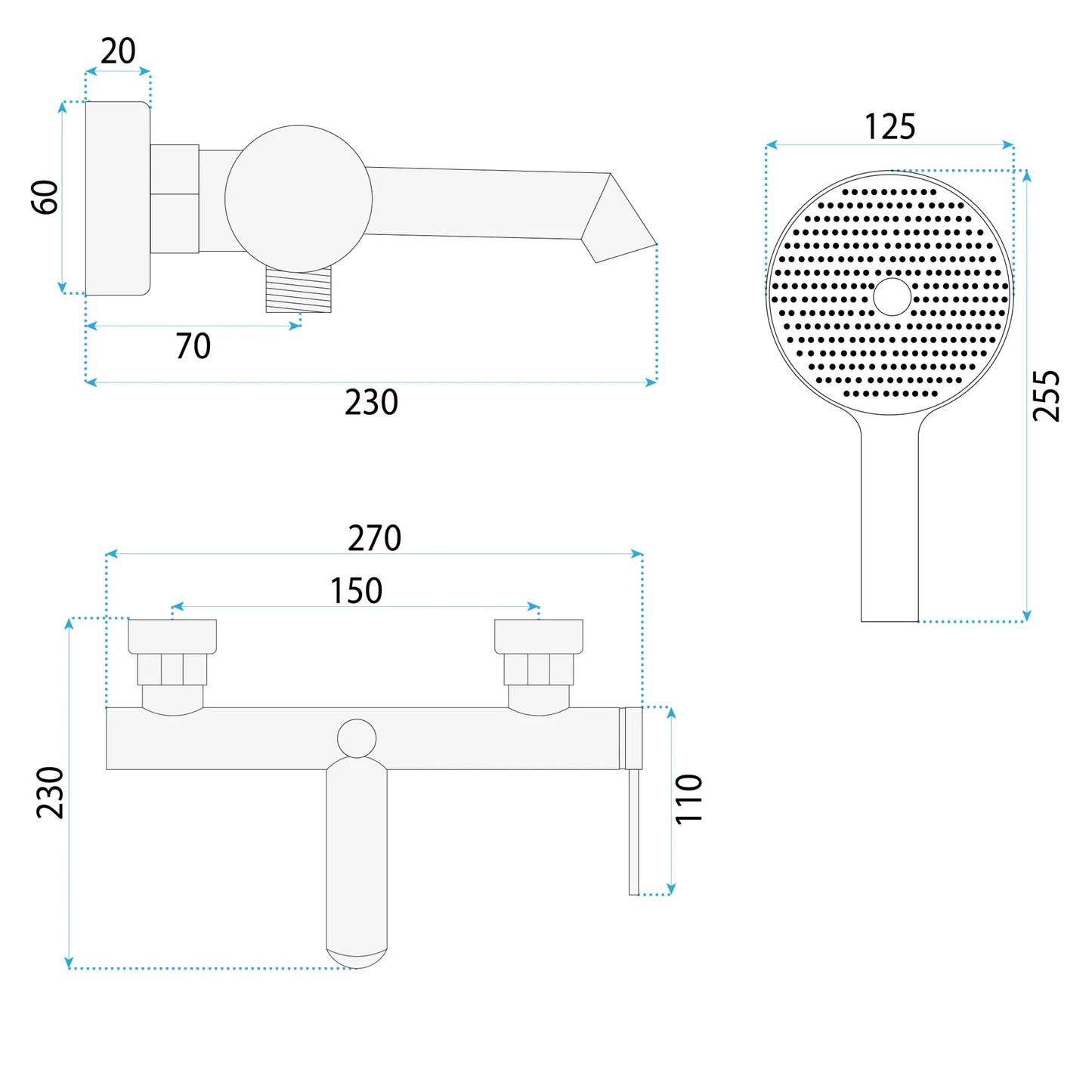 Badewannenarmatur Foss Chrom Matt