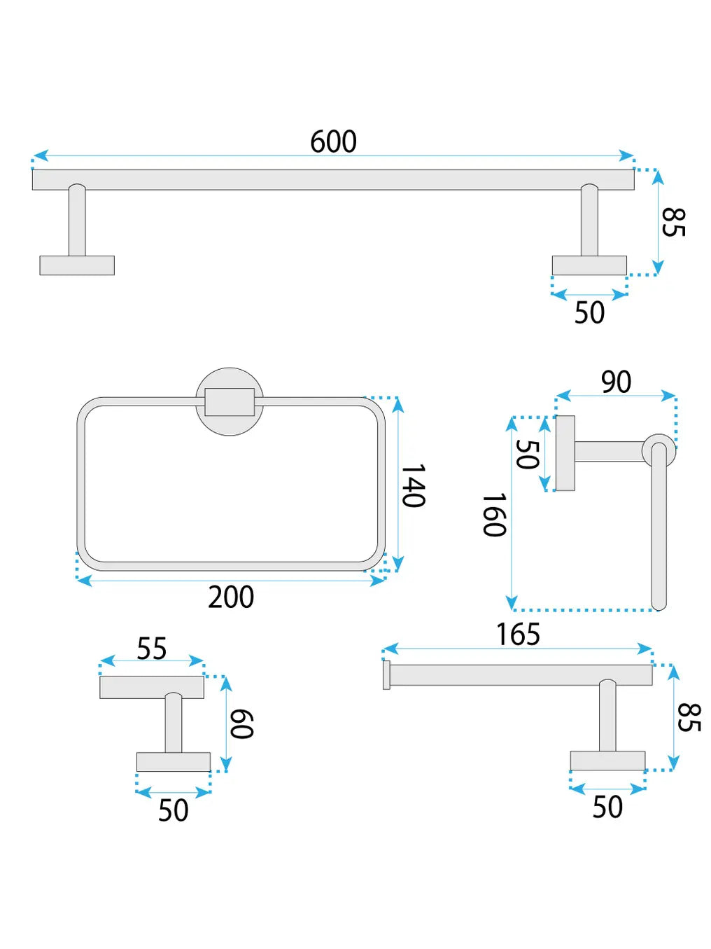 Accessoire-Set GRID Kupfer Matt 4-teilig