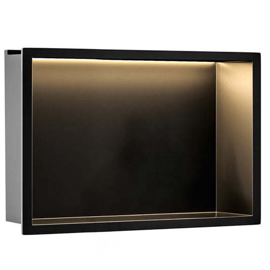 Unterputzregal mit LED Matt Schwarz 30x60cm / 30x45cm
