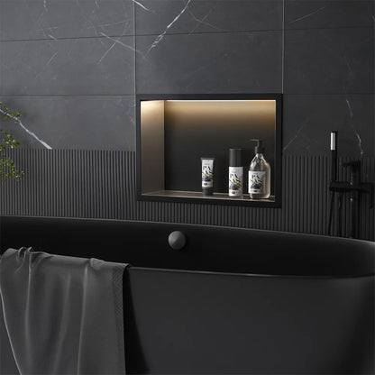 Unterputzregal mit LED Matt Schwarz 30x60cm / 30x45cm