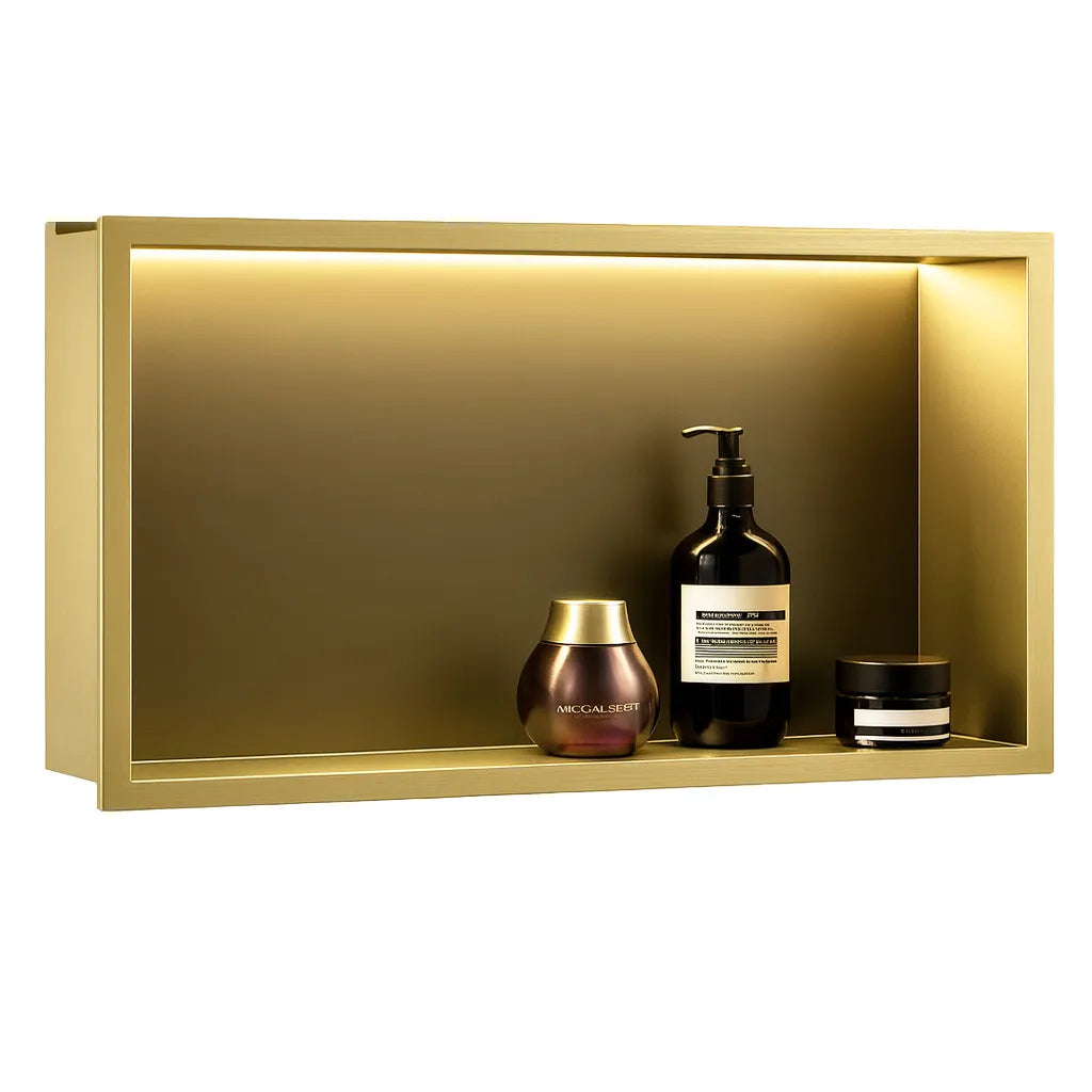 Unterputzregal mit LED Matt Gold 30x60cm / 30x45cm