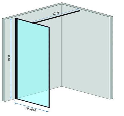 Walk In Duschwand Bler Black 70-120cm