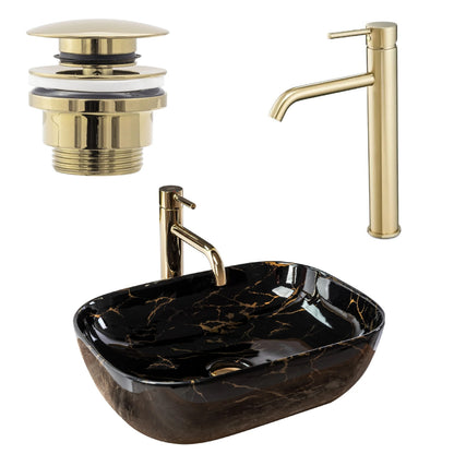 Komplettset: Belinda Black Marmor inkl. Zubehör