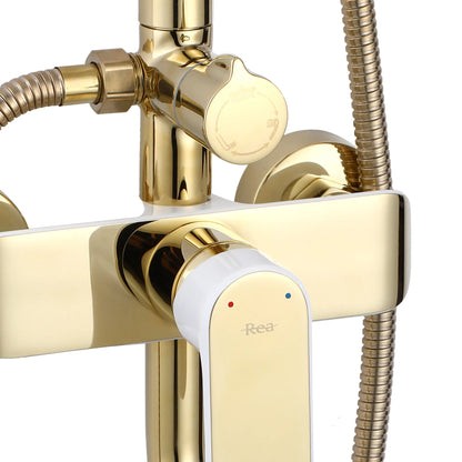 Dusche mit Wannenauslauf Bloom Gold Weiß