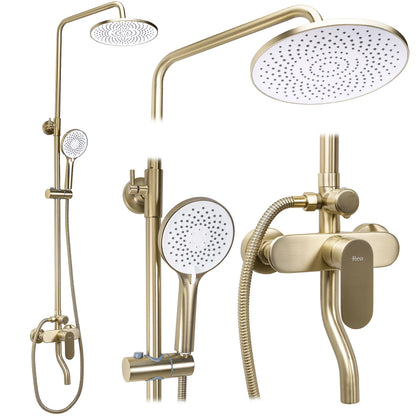 Dusche Drop Gold Matt (Duschsystem mit Wannenauslauf)