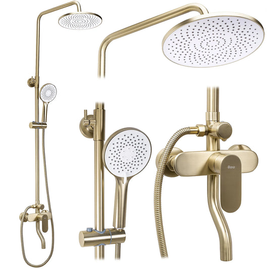 Dusche Drop Gold Matt (Duschsystem mit Wannenauslauf)