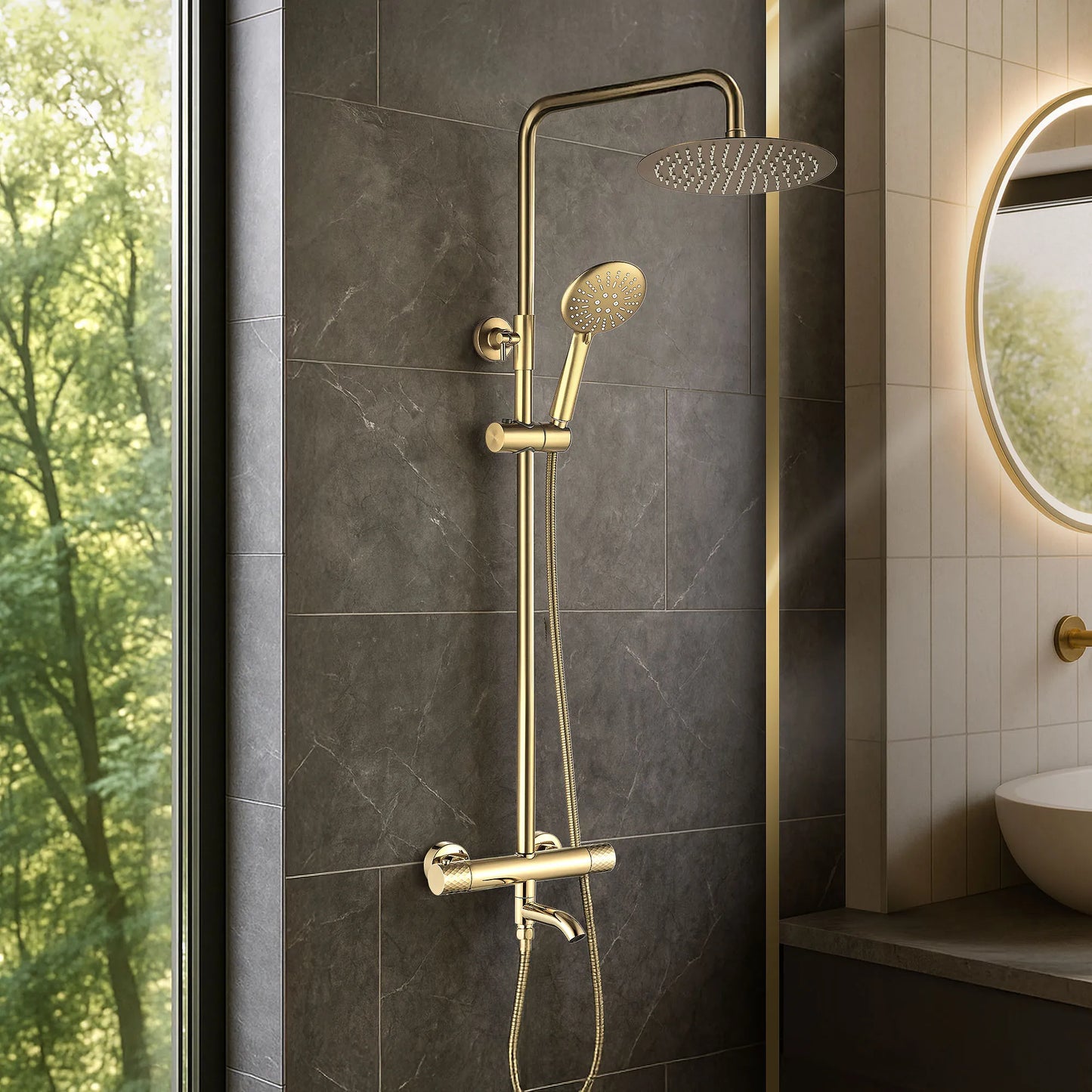 Dusche Lungo Diamond Gold mit Thermostat