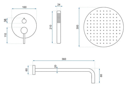 Dusche Unterputz Lungo Black Metallic